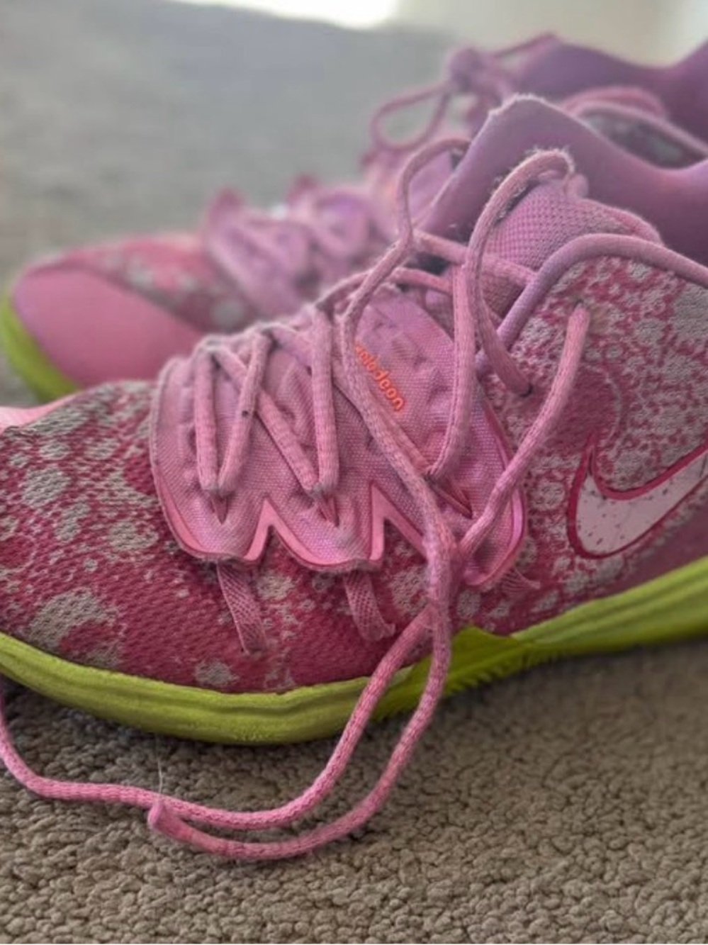 Nike Kids Pink and Lime Green Athletic Sneakers